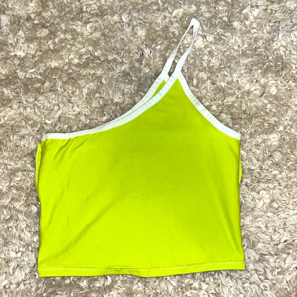 Lime green one shoulder tank top